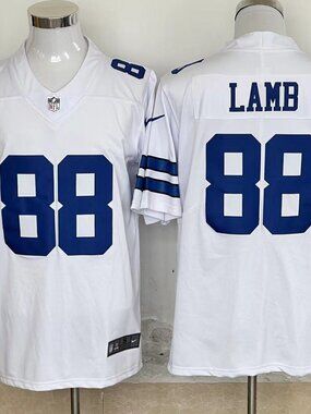 Classic White Football Jersey #88 - Blue Accents - Men's/Unisex